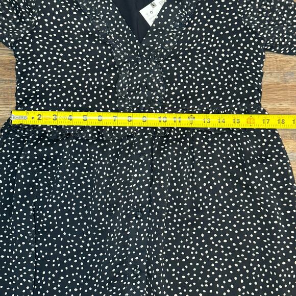 ZARA BLACK RUFFLED POLKA DOT PRINT DRESS WITH BUTTONS SIZE XS - Picture 5 of 15